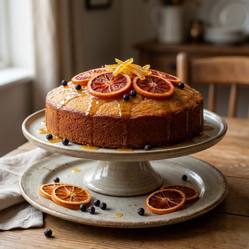 Blood Orange and Gin Polenta Cake