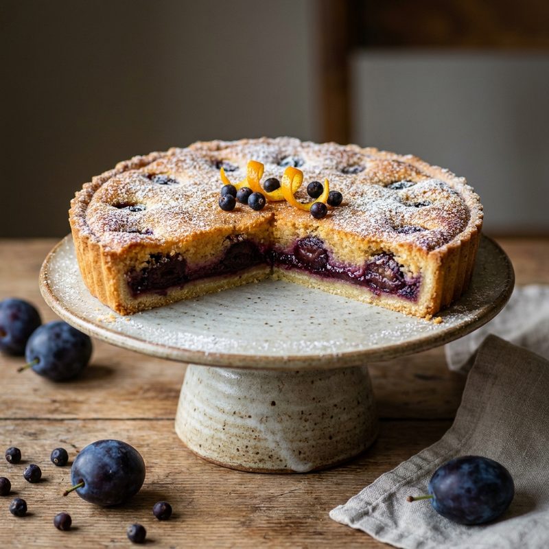 Damson Gin Frangipane Tart