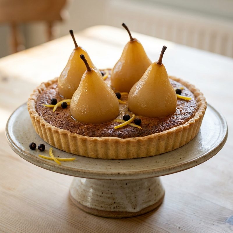 Gin-Poached Pear Tart