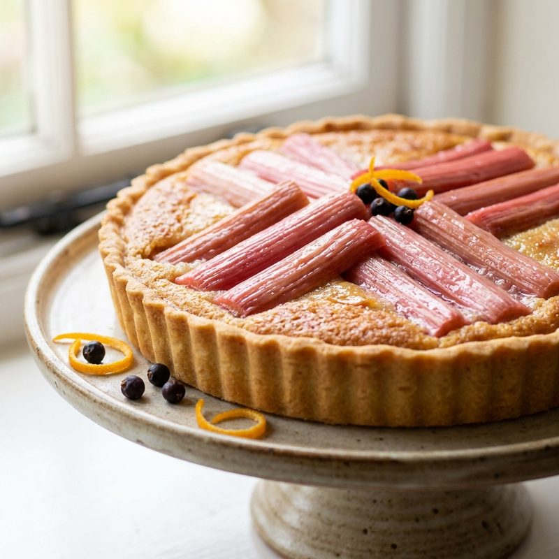 Gin-Poached Rhubarb Tart