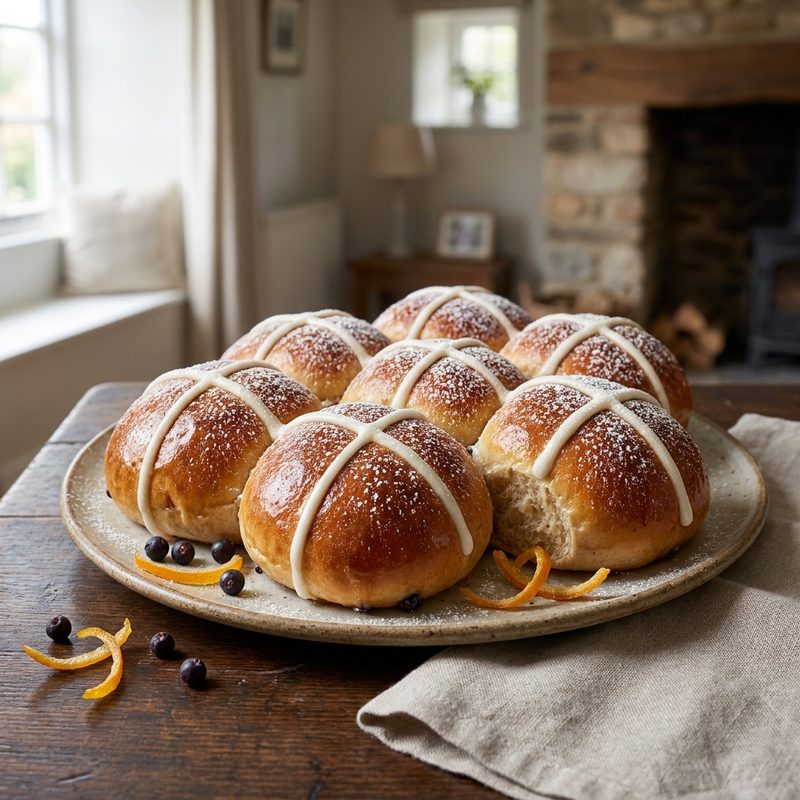 Sloe Gin and Orange Hot Cross Buns