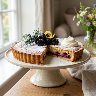 Blackberry and Gin Bakewell Tart