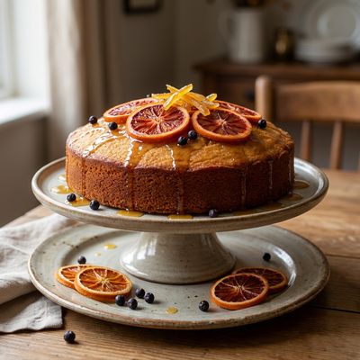 Blood Orange and Gin Polenta Cake