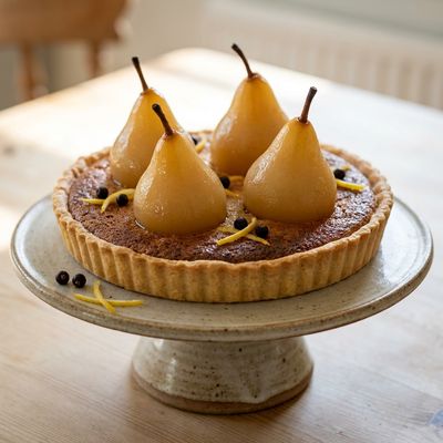 Gin-Poached Pear Tart