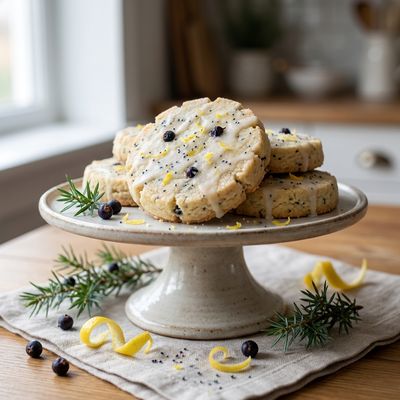 Juniper, Lemon and Poppy Seed Shortbread