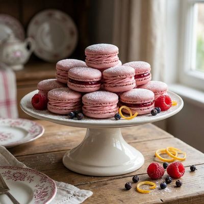 Pink Gin and Raspberry Macarons