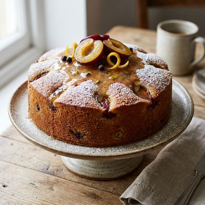 Plum and Pistachio Gin Cake