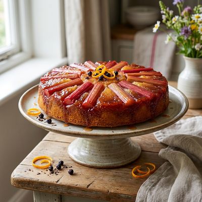 Rhubarb and Gin Upside-Down Cake