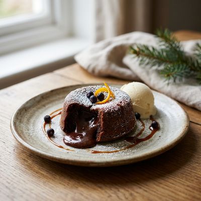 Spiced Gin Salted Caramel Molten Chocolate Cake